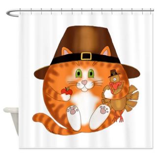  Bauble Cat Thanksgiving Shower Curtain  Use code FREECART at Checkout