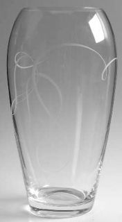 Mikasa Love Story Flower Vase   Clear,Platinum Or Grey Cut Swirls