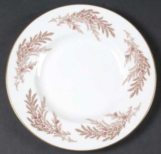 Minton Bedford Luncheon Plate, Fine China Dinnerware   Pink Flowers,Gray&Brown L