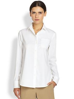 Theory Rogene Luxe Stretch Cotton Shirt   White