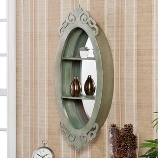 Upton Home Alcott Oval Shadowbox Wall Mirror (GrayNo assembly requiredCarved scrollwork serves as a beautiful accent to the oval shapeShadowbox design for beautiful displaysWorn and scraped look for a unique appearance and vintage charmIncludes two (2) in