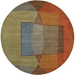 Hand tufted Multi Colored Contemporary Callio New Zealand Wool Abstract Rug (79 Round)