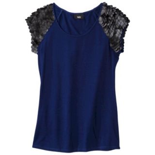 Mossimo Womens Faux Leather Disc Tee   Blue/Black M