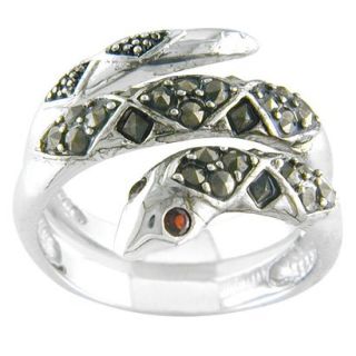 Silver Plated Marcasite Snake Ring