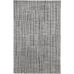 Julie Cohn Hand Knotted Grey Baton Abstract Design Wool Rug (4 X 6)