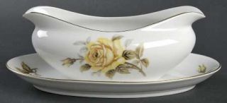 Harmony House China Yellow Rose Gravy Boat with Attached Underplate, Fine China