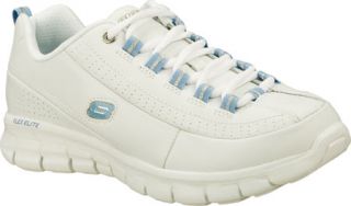 Womens Skechers Synergy Elite Status   White/Blue Casual Shoes