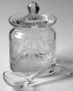 Heisey Orchid Marmalade with Lid & Ladle   Stem #5025, Etched Orchid Design