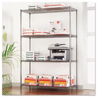 Alera Complete Wire Shelving Unit with Casters in Black Anthracite ALESW604818BA