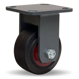 Hamilton Workhorse Caster   4Dia.X2W Rubber Wheel   300 Lb. Capacity   Rigid   Black/Red
