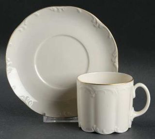 Rosenthal   Continental Gold Line Flat Cup & Saucer Set, Fine China Dinnerware  