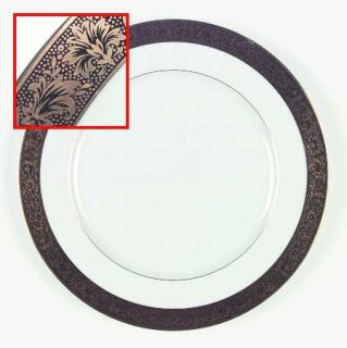 Sango Hampton Dinner Plate, Fine China Dinnerware   Black & Gold Band   Of Leave