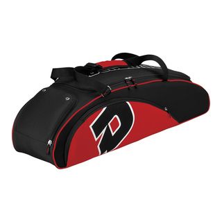 Demarini Scarlet Vendetta Bag (ScarletBrand Wilson/DemariniLarge main equipment compartmentVented shoe pocketSide pocket for accessoriesSeparate bat compartment holds up to 4 batsTote style adjustable padded shoulder strapsHide away fence clips 600D poly