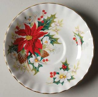 Royal Albert Poinsettia Saucer, Fine China Dinnerware   Red & White Flowers, Red