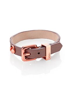Marc by Marc Jacobs Screw Leather Buckle Bracelet   Cement
