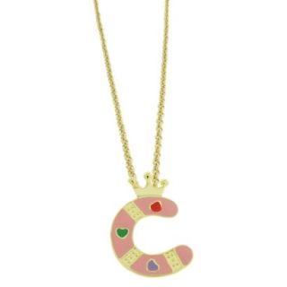 Lily Nily 18k Gold Overlay Enamel Initial Pendant C   Pink