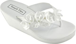 Womens Touch Ups Birdy   White Satin Thong Sandals