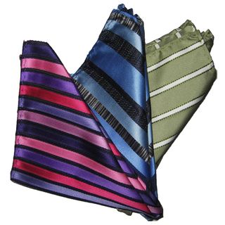 Dmitry Mens Silk Purple/blue/light Green Pocket Squares (pack Of Three)