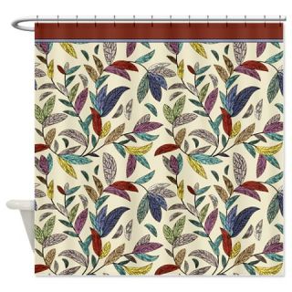  Muted Fall Mosaic Vines on Cream Back Shower Curta  Use code FREECART at Checkout