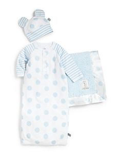 Little Giraffe Infants Three Piece Lollipop Gown, Cap & Blanket Set   Blue