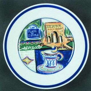 Williams Sonoma Parisian Cafe Salad Plate, Fine China Dinnerware   Blue Band,Caf