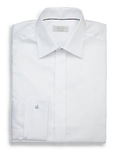 Eton of Sweden Contemporary Fit Diamond Weave Formal Dress Shirt   White