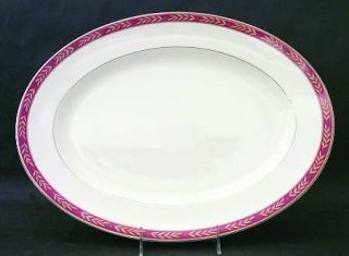 Wedgwood Augustus 17 Oval Serving Platter, Fine China Dinnerware   Red Band, Go