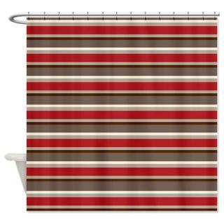  Red Gray Brown Horizontal Stripes Shower Curtain  Use code FREECART at Checkout