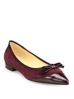 Bryn Suede & Patent Leather Point Toe Flats   Wi