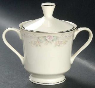 United Surgical Steel Ivory Lace Sugar Bowl & Lid, Fine China Dinnerware   Flora