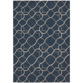 Hand tufted Contours Denim/ Ivory Area Rug (5 X 76)