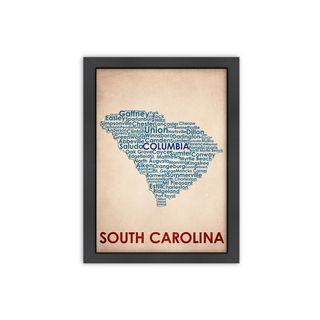 Wordmap South Carolina Framed Print (LargeSubject ContemporaryFrame Black wood frame with Italian Gesso Coating, d ring hangar with on a masonite back complete with turn buttonsMedium Gicl??e print on natural whiteImage dimensions 18 inches x 24 inche