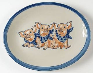 Louisville Precious Pigs 12 Oval Serving Platter, Fine China Dinnerware   Blue,