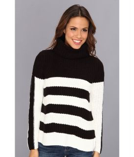 525 america Boxy Stripe Turtle Tunic Womens Sweater (Black)