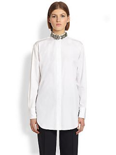 Adam Lippes Embellished Collar Shirt   White