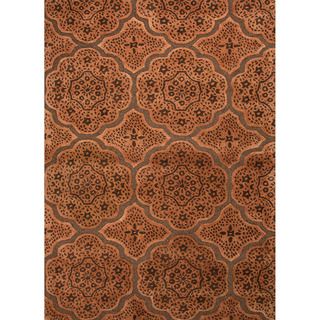 Hand tufted Transitional Moroccan Pattern Brown Rug (8 X 11)