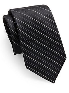 Tonal Striped Silk Tie   Black
