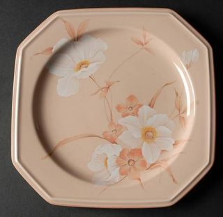 Mikasa Petal Puff Salad Plate, Fine China Dinnerware   White Flowers,Peach Body,