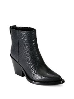Acne Studios Donna Leather Cowboy Ankle Boots   Black