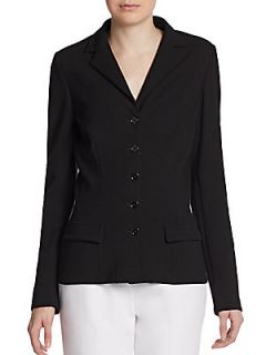 Notched Lapel Fitted Blazer   Black