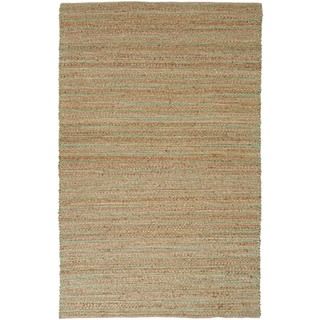 Natural Solid Jute/ Cotton Green Rug (8 X 10)