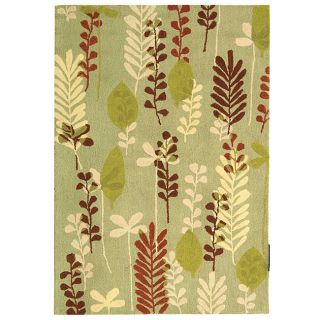 Handmade Ferns Light Green Wool Rug (39 X 59)