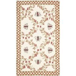 Hand hooked Bees Ivory/ Rust Wool Rug (29 X 49)