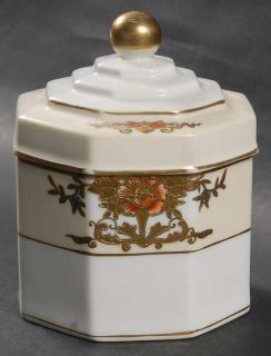 Noritake 42200 Covered Candy Jar, Fine China Dinnerware   Raised Gold,Orange & B