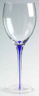 Block Crystal Artesia Blue Water Goblet   Blue Stripe In Stem