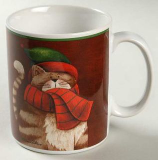 Casa Moda Cuddly Kitties Mug, Fine China Dinnerware   Cat Motifs On Brown,Coupe,