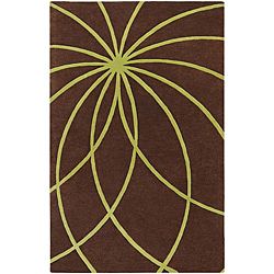 Hand tufted Contemporary Brown/green Mari Wool Abstract Rug (8 X 11)