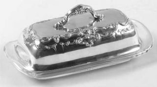 Gorham Chantilly Countess (Sterling Hollowware) Crystal Butter Dish with Sterlin