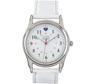 Womens Nurse Mates Military Style Heart Watch   White/Chrome Watches