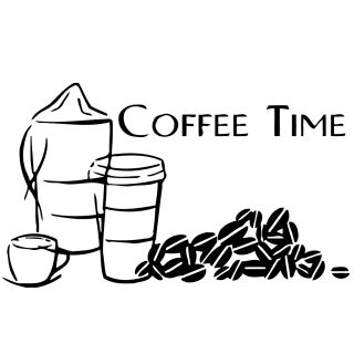 Cup Of Coffee Vinyl Wall Decal Art (Glossy blackDimensions 22 inches wide x 35 inches long )